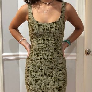 Sexy Gold Bodycon Dress w Cutouts and Open Back